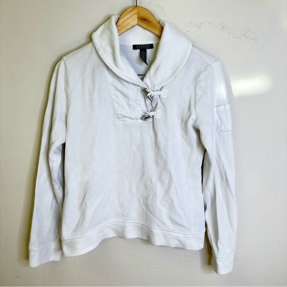 New Lauren Ralph Lauren Sweater Womens Size Large White Toggle Buttons‎ Pullover - Picture 1 of 11